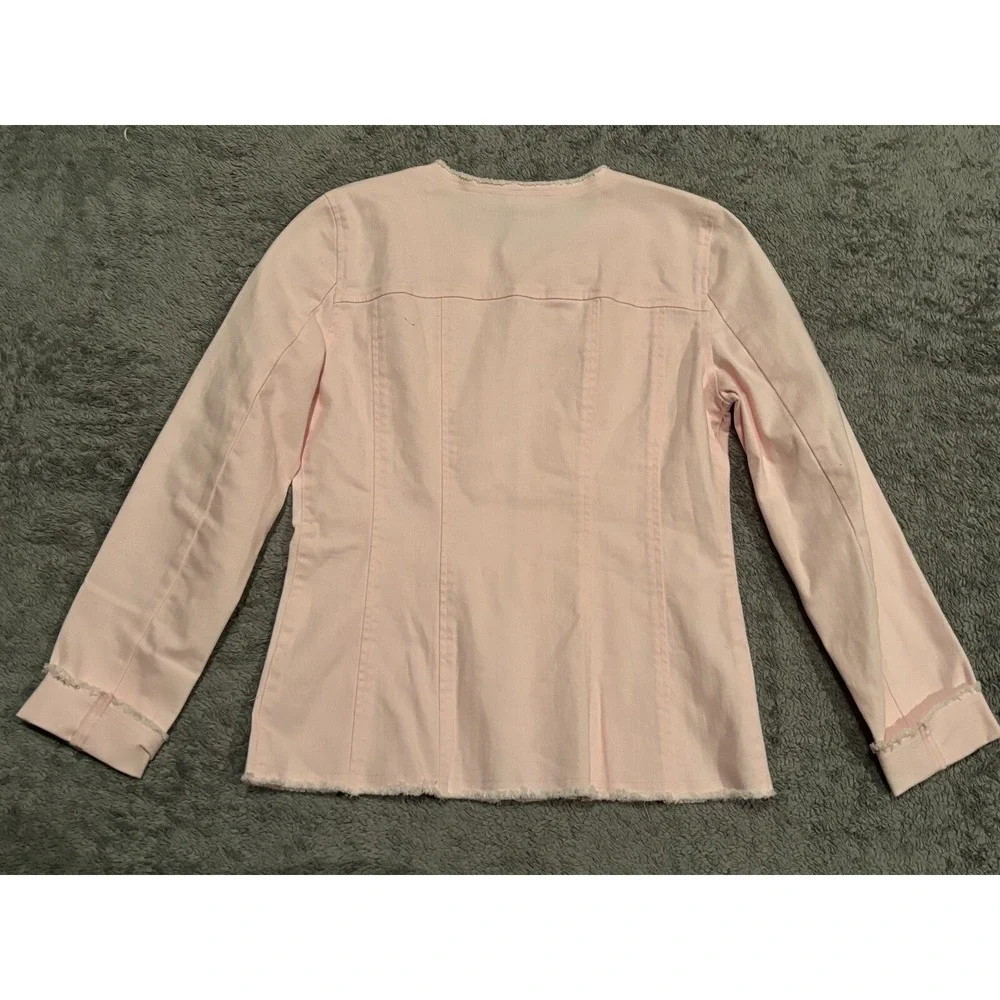 Elliot Lauren Jacket Womens 4 Pink Denim Full Zip Raw Hem Coat Preppy